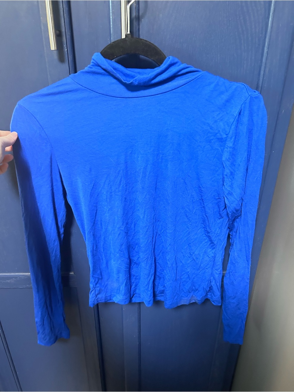 SHEIN Cobalt Blue Long Sleeve Mock Neck Top